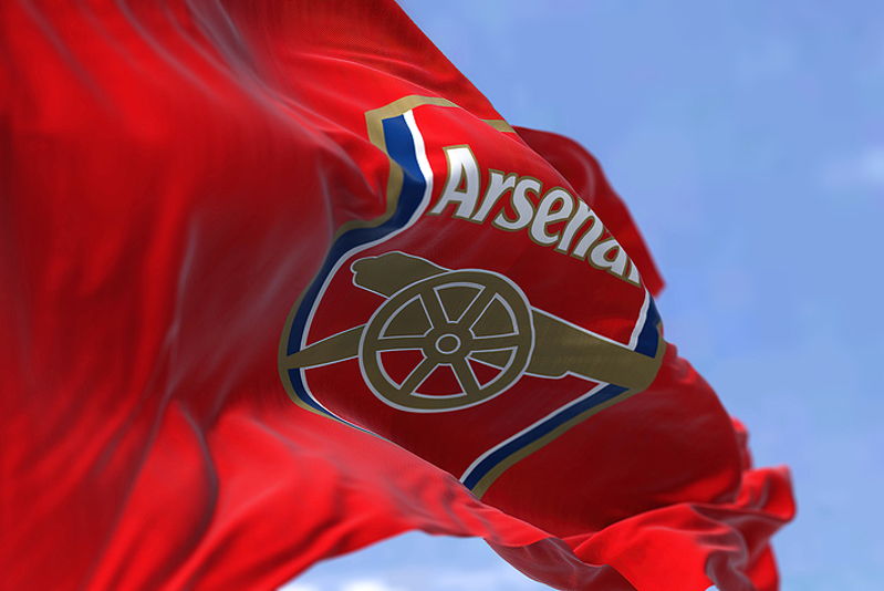 arsenal flag waving in the wind