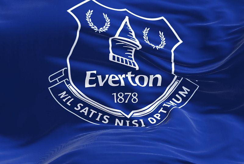 everton badge on flag waving
