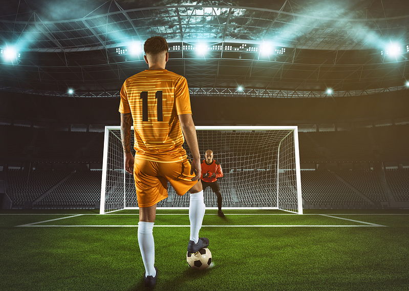 player about to take a penalty in football