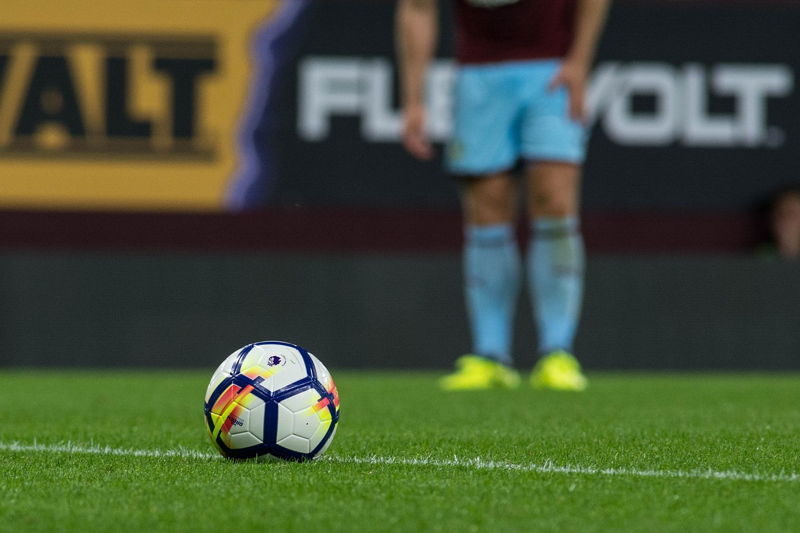 close up on ball free kick premier league