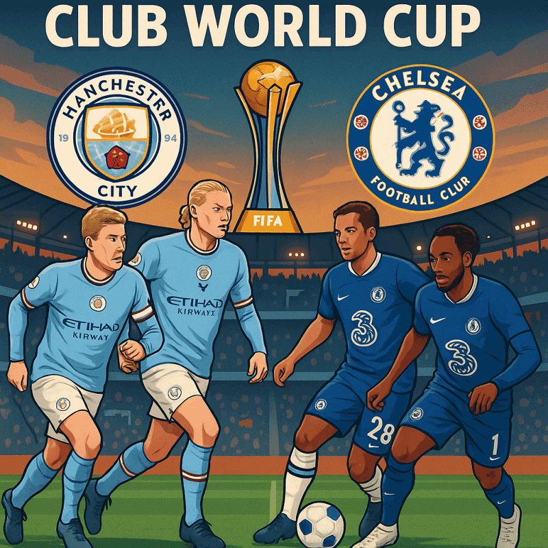 club world cup man city chelsea illustration image
