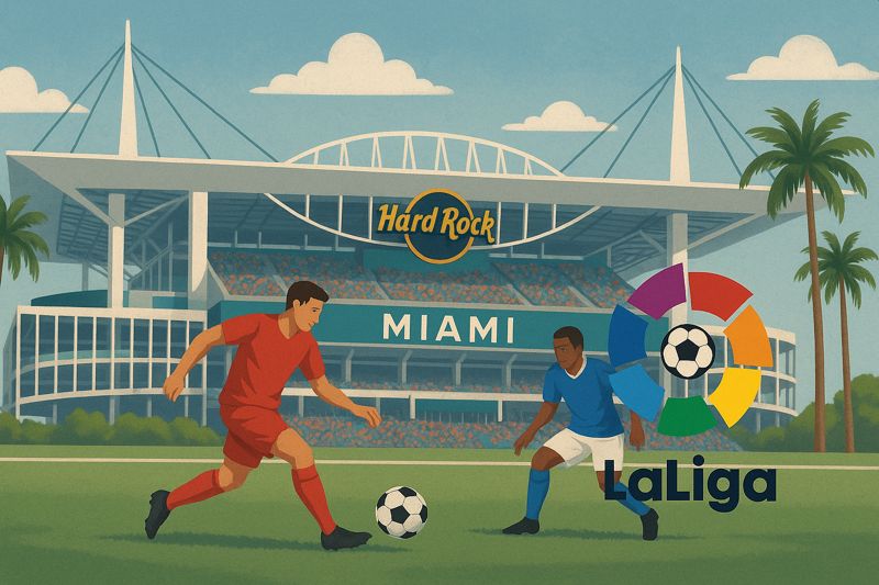 la liga match hard rock stadium miami illustration