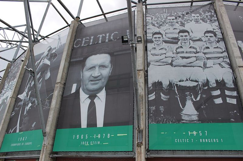 history wall celtic park showing jock stein
