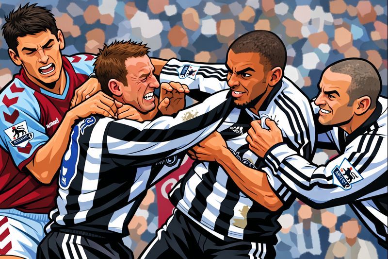 kieron dyer and lee bowyer newcastle fight cartoon