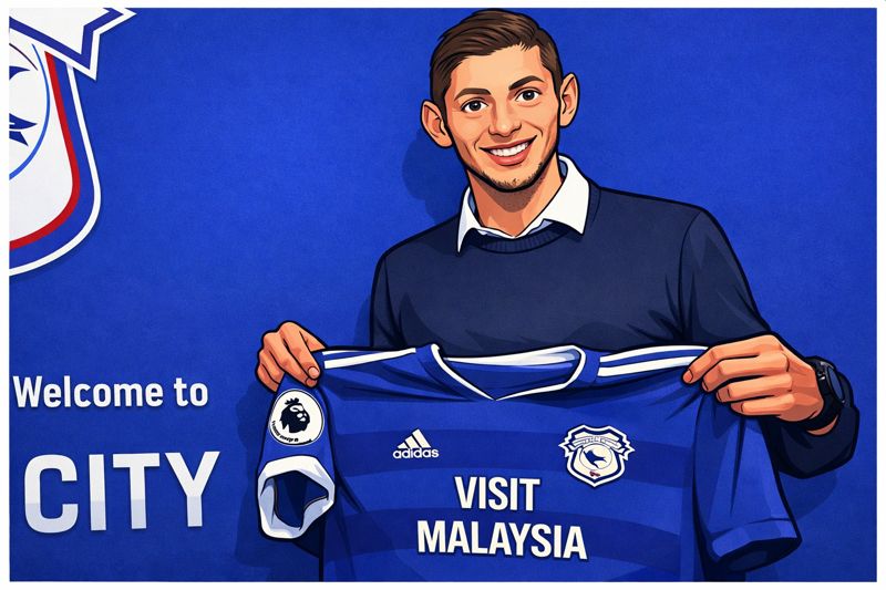 emiliano sala signs for cardiff illustration